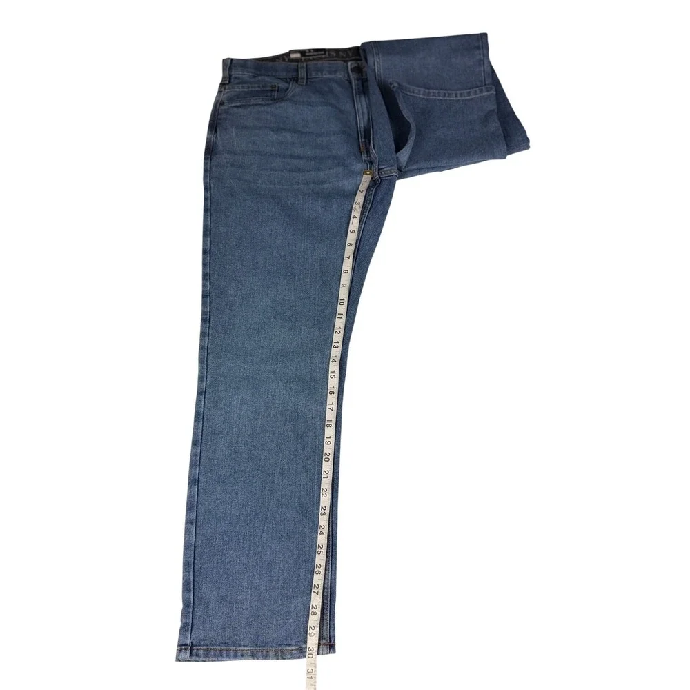 JACHS New York Mens 38x30 Straight Fit 5 Pocket Stretch Denim Jeans Light Wash
